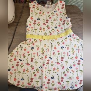 White Floral Print Sleeveless Toddler Dress Size Size 4